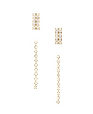 Ettika Crystal Drop Earring Set Of 2 In Gold Plated