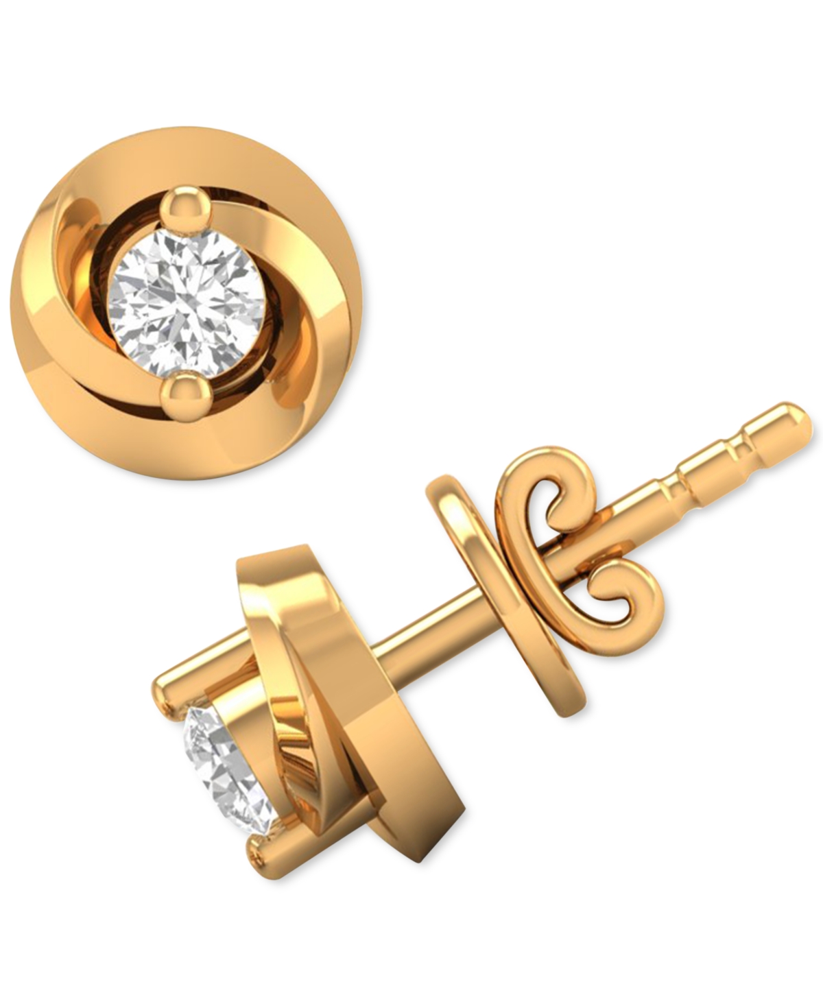 Macy's Diamond Swirl Stud Earrings (1/10 Ct. T.w.) In 10k White Gold Or 10k Yellow Gold In Gold