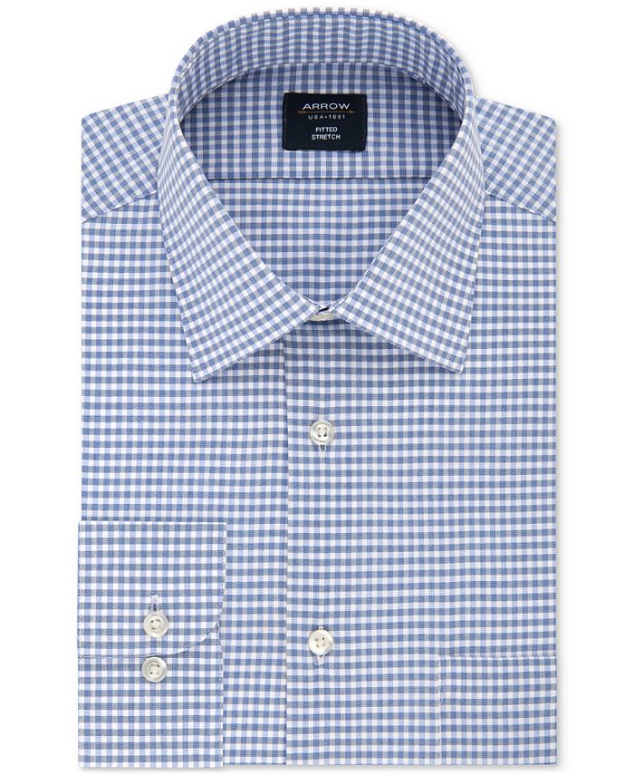 Arrow Men's Fitted WrinkleFree Performance Stretch Ink Blue Check