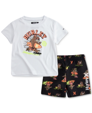 Hurley Baby Boys 2-Pc Surfing Bear Swim Set