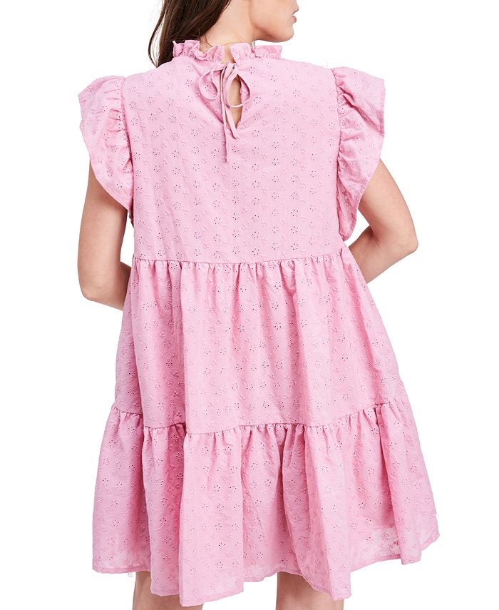 Michal Tied Bust Eyelet Mini Dress Mauve