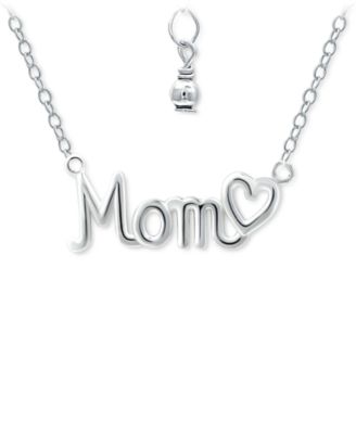 Mom Heart Pendant Necklace, 16" + 2" extender