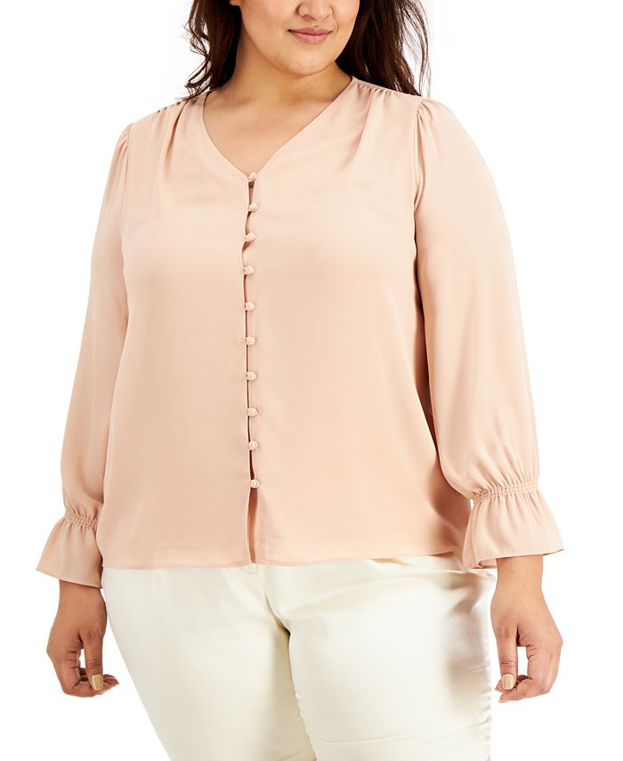 Alfani Plus Size Solid Button-Down Top, Created For Macy's & Reviews ...