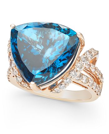 Le Vian - Deep Sea Blue Topaz (9 ct. t.w.) & Nude Diamonds (1-3/4 ct. t.w.) Ring in 14k Rose Gold
