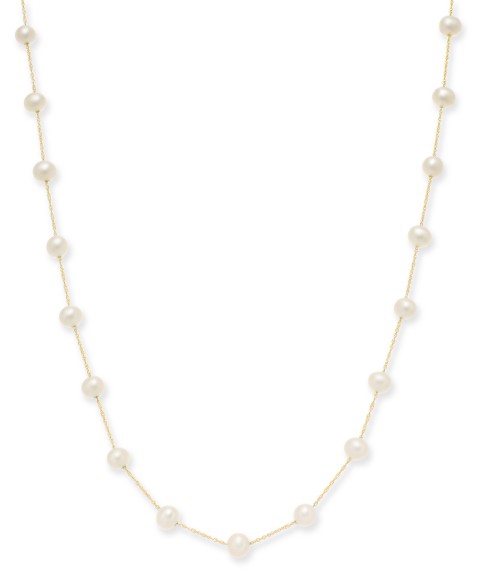 Украшения EFFY Collection EFFY&reg; Cultured Freshwater Pearl Station 18" Necklace in 14k Gold (5-1/2mm)
