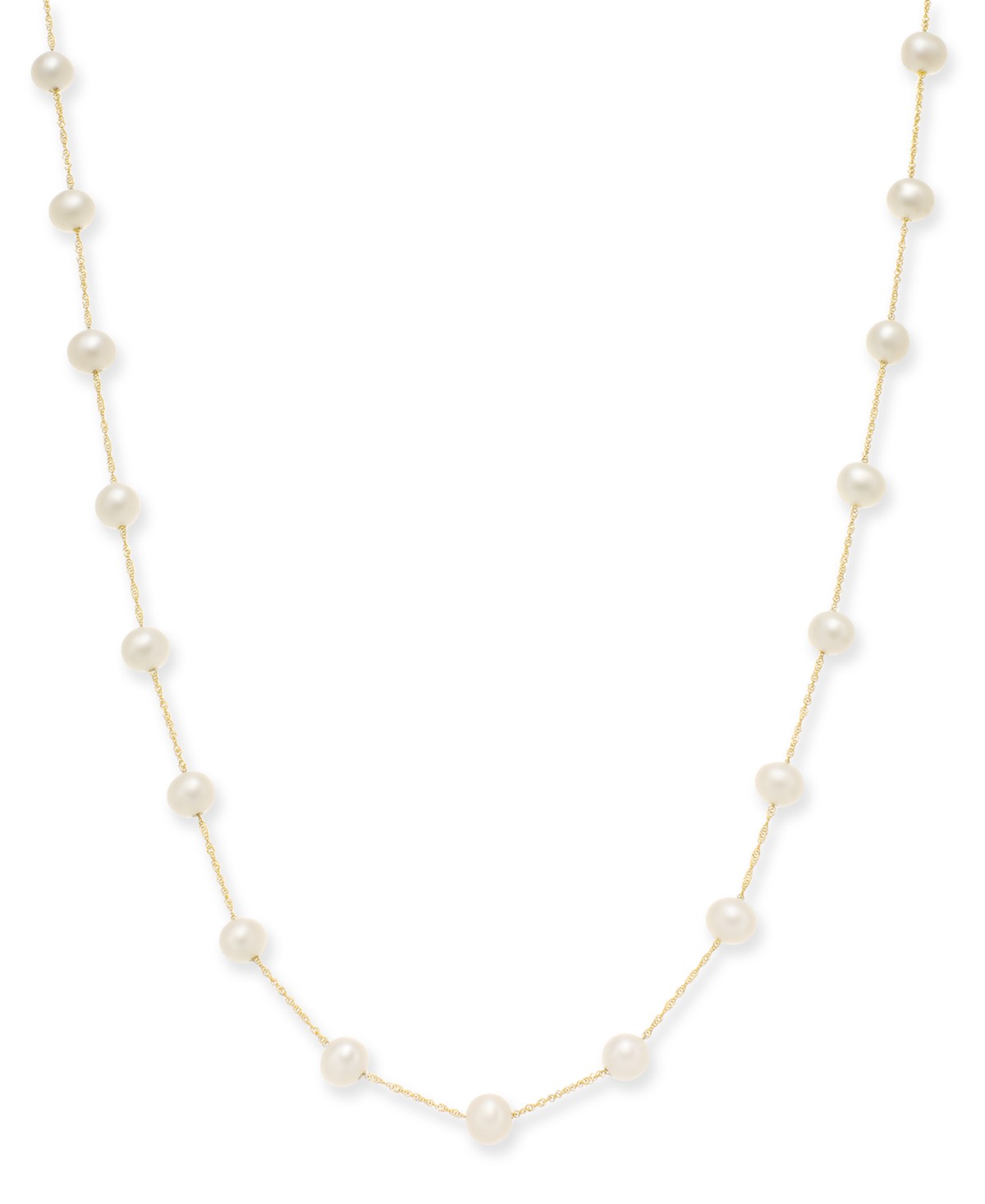 Украшения EFFY Collection EFFY&reg; Cultured Freshwater Pearl Station 18" Necklace in 14k Gold (5-1/2mm) — фото 1