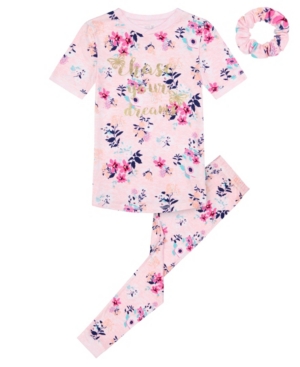 Big Girls Floral Tight Fit 2 Piece Long Leg Pajama Set
