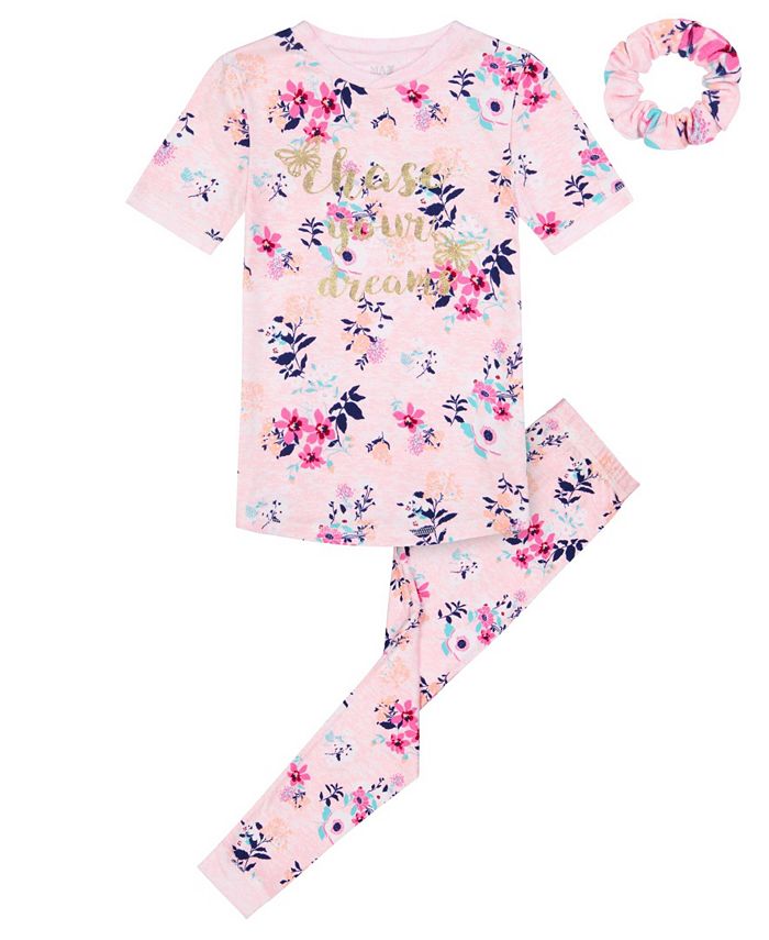 Max & Olivia Big Girls Floral Tight Fit 2 Piece Long Leg Pajama Set ...