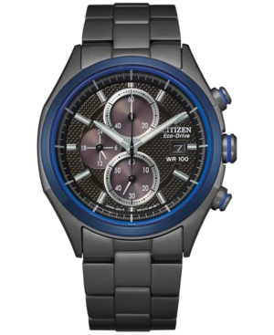 Citizen Eco-drive Men's Chronograph Black Stainless Steel Bracelet Watch 41mm