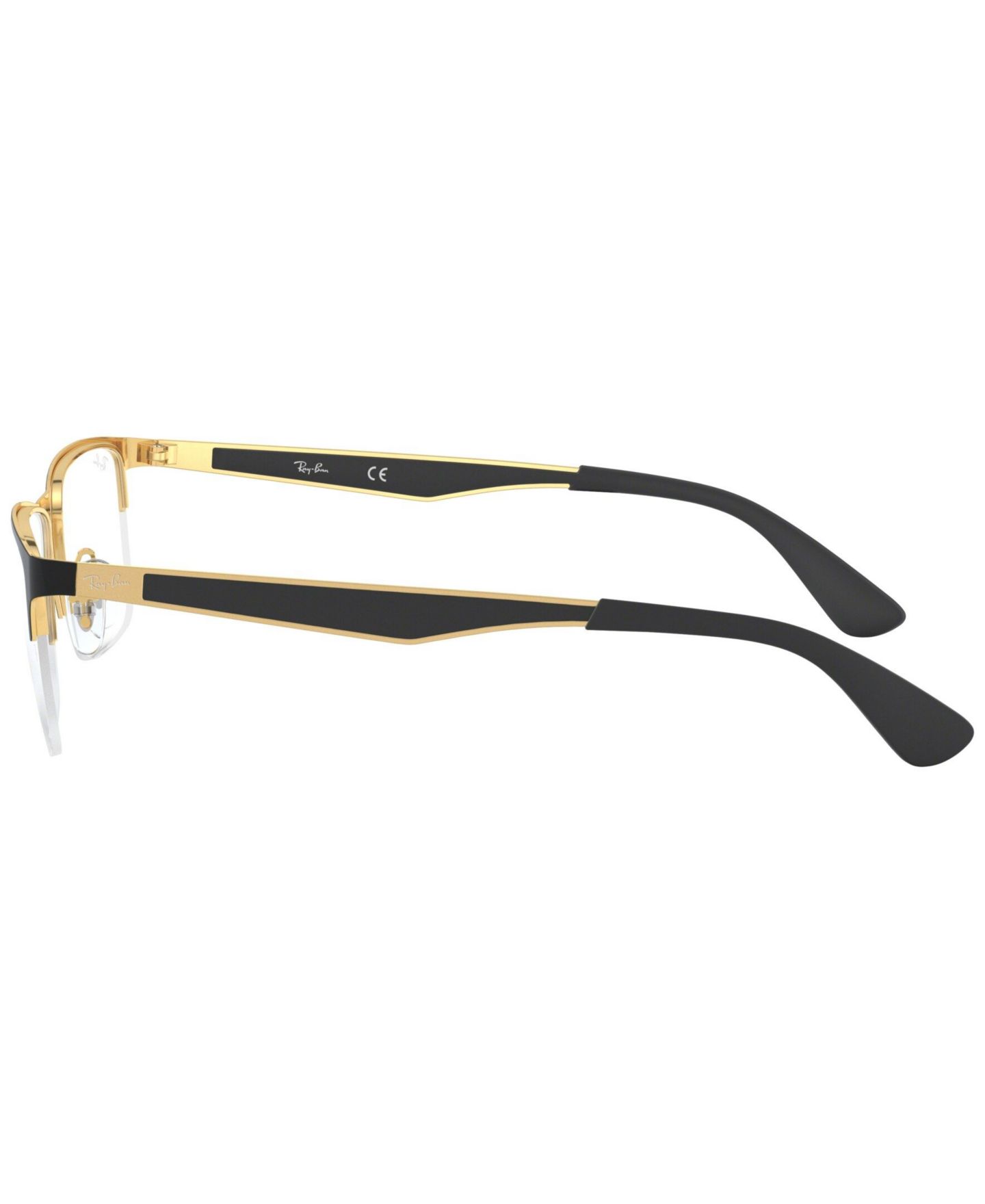 Очки Ray-Ban Unisex Rectangle Metal RB6335 Optics Eyeglasses, цвет: Золотой чёрный — фото 2