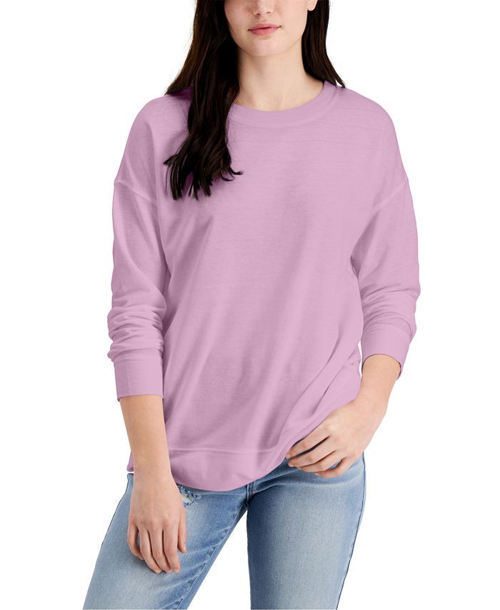Style & Co Solid-Color Sweatshirt, Created for Macy's & Reviews - Tops ...