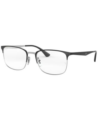 Ray-Ban RX6421 Unisex Rectangle Eyeglasses - Black Silv