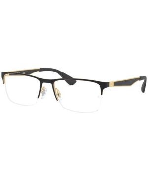 Ray Ban Ray-ban Rx6335 Unisex Rectangle Eyeglasses In Gold Blk