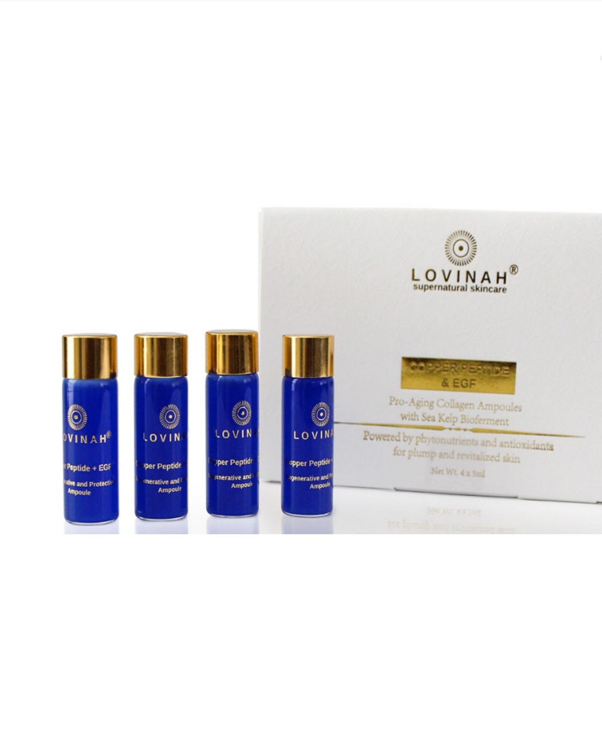Lovinah Skincare Copper Peptide and Epidermal Growth Factor Barrier Repair 4-Piece Ampoules Set, 20 mL