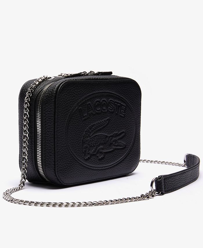Lacoste Croco Crew Grained Leather Zip Shoulder Bag & Reviews Women's Brands Women Macy's
