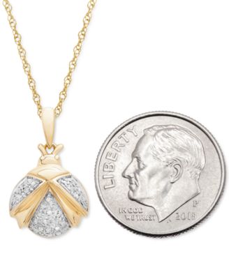 Diamond Ladybug 18" Pendant Necklace (1/20 ct. t.w.) in 10k Gold, Created for Macy's