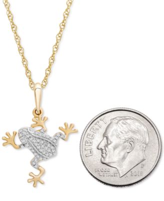 Diamond Frog 18" Pendant Necklace (1/10 ct. t.w.) in 10k Gold, Created for Macy's