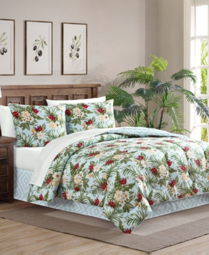 Hallmart Collectibles Sirliya 8-pc. Reversible Tropical-print California King Comforter Set Bedding In Aqua/pink