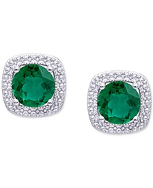 Green Quartz Cushion-Framed Stud Earrings (1-3/8 ct. t.w.) in Sterling Silver