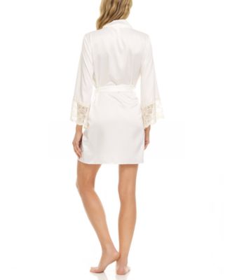 Kit Heart Lace Matte Charmeuse Wrap Robe