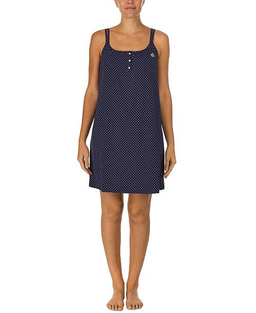 alfani Lauren Ralph Lauren Cotton Knit Double-Strap Nightgown Women's Fashion Shoes & Accessories