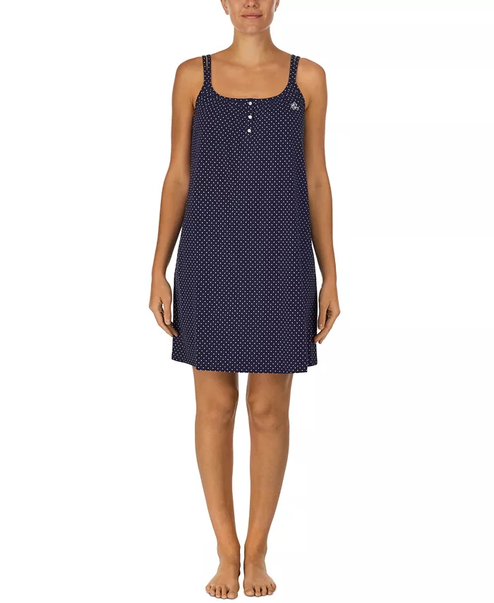 Cotton Knit Double-Strap Nightgown - thumbnail 3