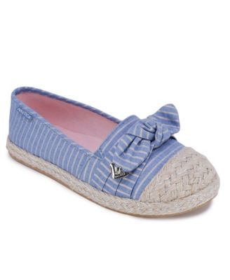 Nautica Big Girls Striped Chambray Knotted Espadrille Flats Macy s