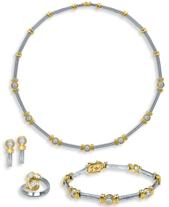 Diamond Bezel Two-Tone Jewelry Collection in 14k Gold & White Gold