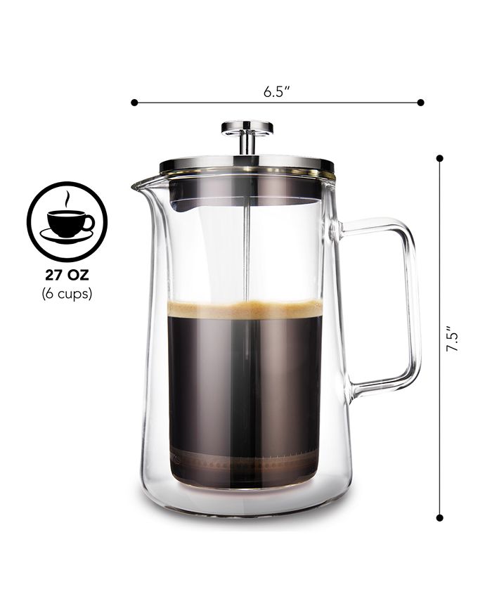 Kaffe French Press DoubleWalled Glass Coffee Maker Macy's