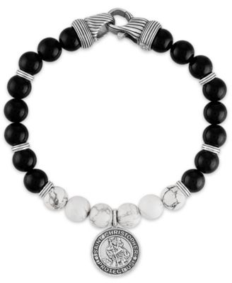 Esquire Men's Jewelry Onyx Howlite Christopher Medallion