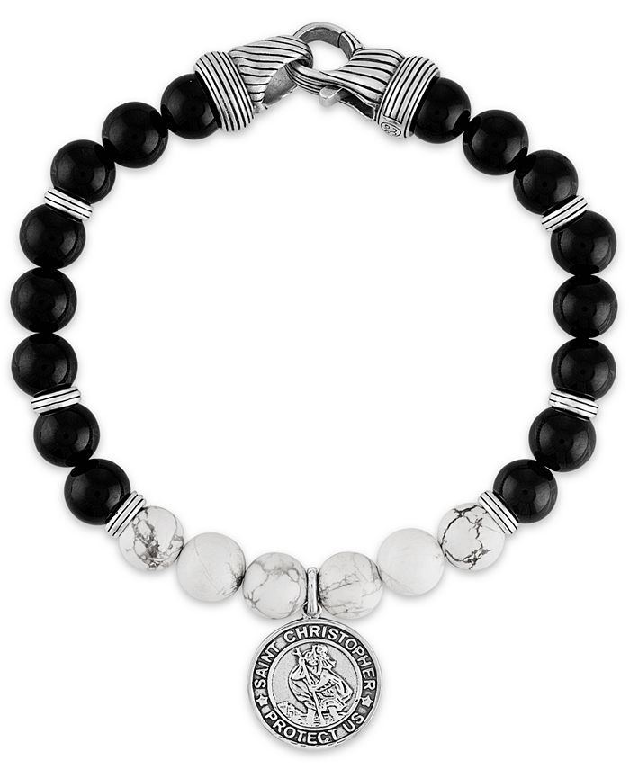 Esquire Men s Jewelry Onyx Howlite St. Christopher Medallion