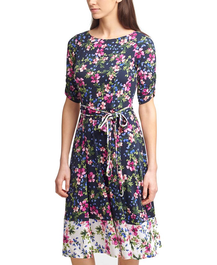 Jessica Howard Floral-Print Jersey A-Line Dress - Macy's