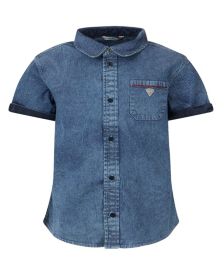 Big Boys Short Sleeve Stretch Denim Button Front Shirt