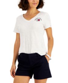 Cotton V-Neck Logo T-Shirt