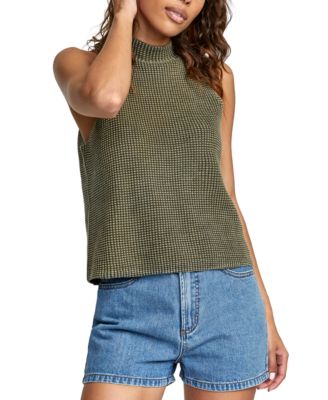 sleeveless mock neck sweater