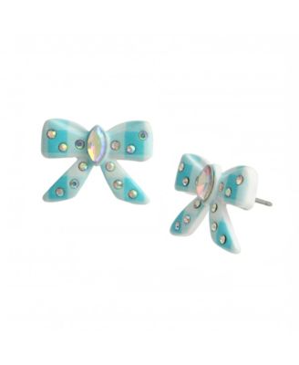 Betsey Johnson Gingham Bow Stud Earrings - Macy's