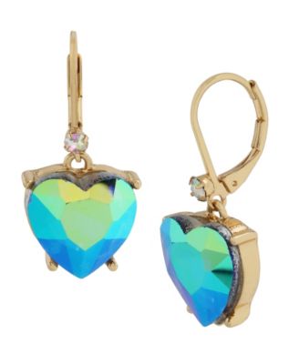 Betsey Johnson Stone Heart Drop Earrings - Macy's