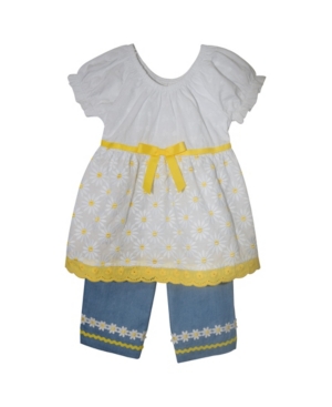 Toddler Girls Daisy Eyelet Wide Leg Capri Set