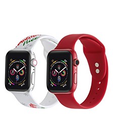 Men's and Women's Naughty or Nice Red 2 Piece Silicone Band for Apple Watch 38mm