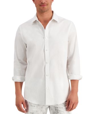Alfani Men's Stretch Linen Woven Shirt, Created for Macy's - Macy's