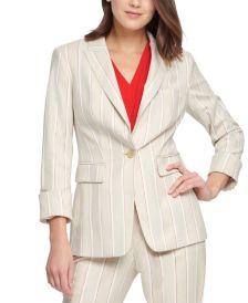 Striped One-Button Blazer