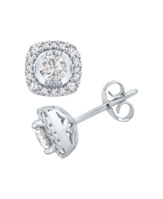 Macy's - Diamond Halo Stud Earrings (1 ct. t.w.) in 14k White Gold