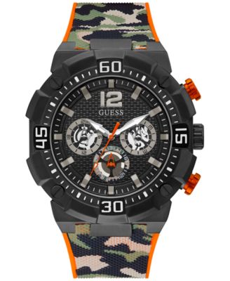 GUESS - Men's Camouflage Silicone Strap Watch 50mm