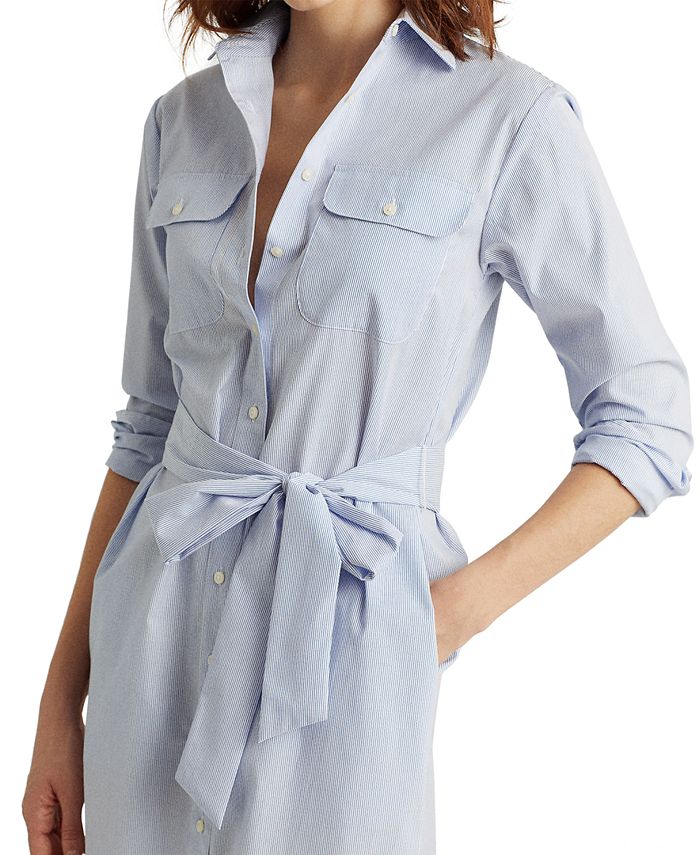 Lauren Ralph Lauren Striped Cotton Broadcloth Shirtdress - Macy's