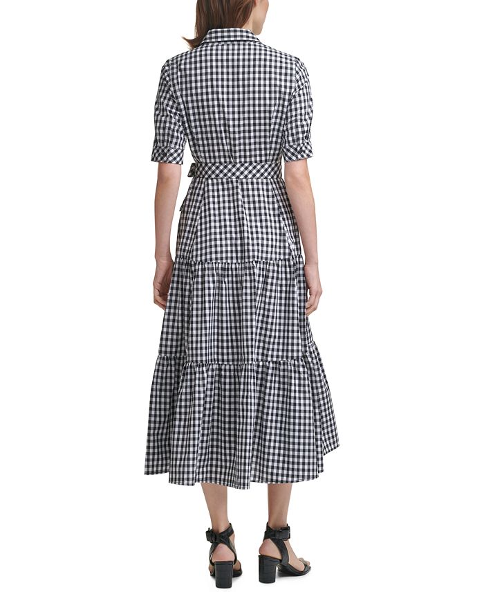 Calvin Klein Plaid Tiered Maxi Dress - Macy's