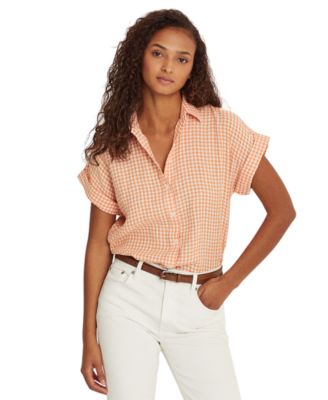 ralph lauren gingham short sleeve shirt