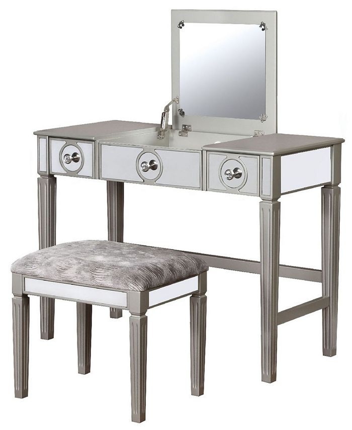 Linon Home Décor Mondy Silver Vanity Set Macy's