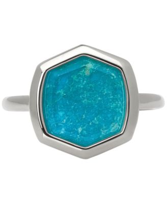 Kendra Scott - Sterling Silver Turquoise Hexagon Statement Ring