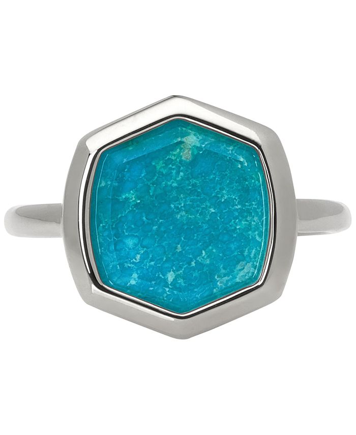 Kendra Scott Sterling Silver Turquoise Hexagon Statement Ring Macy s