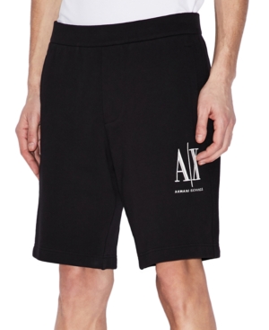 Ax Armani Exchange Men's Icon Logo Embroidered French Terry Shorts In Black